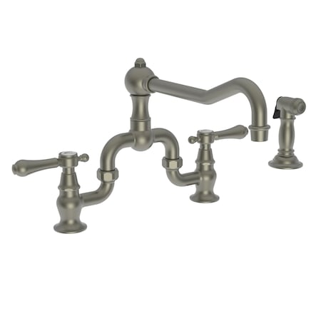 Newport Brass Kitchen Bridge Faucet With Side Spray in Gun Metal 9453-1/14